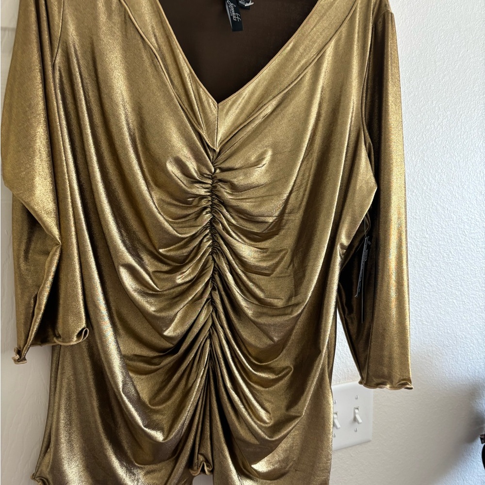 Gold Ruched Women's Top